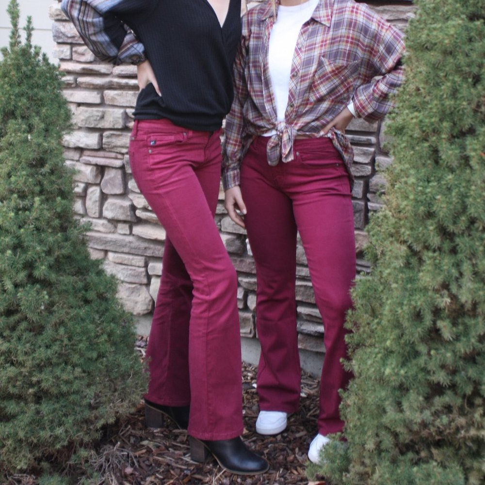 Mid Rise Cherry Mahogany Bootcut 32 inseam